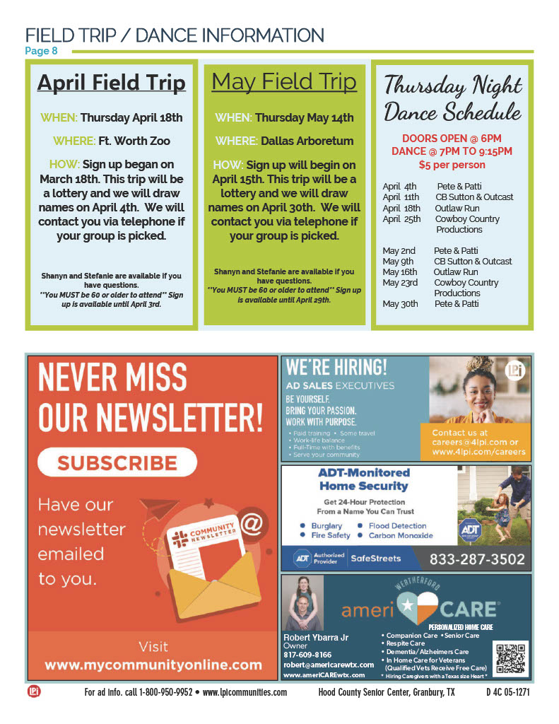 Page 8 April Newsletter